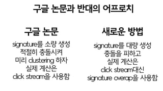 서비스 특성마다 다르다만
실험데이터에서
100개의 signature면
root mean square error
원본과 차이 RMSE 0.03 유지
충분히 근사한다!
이정도면 쓰바라시
 