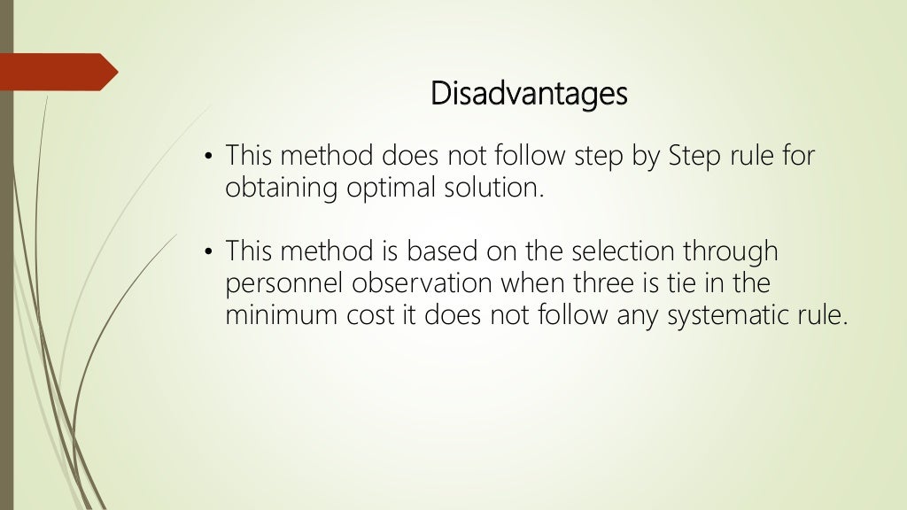 Least Cost Method operation research