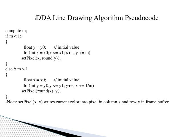 Dda Line Drawing Algorithm Nptel : Dda algorithm