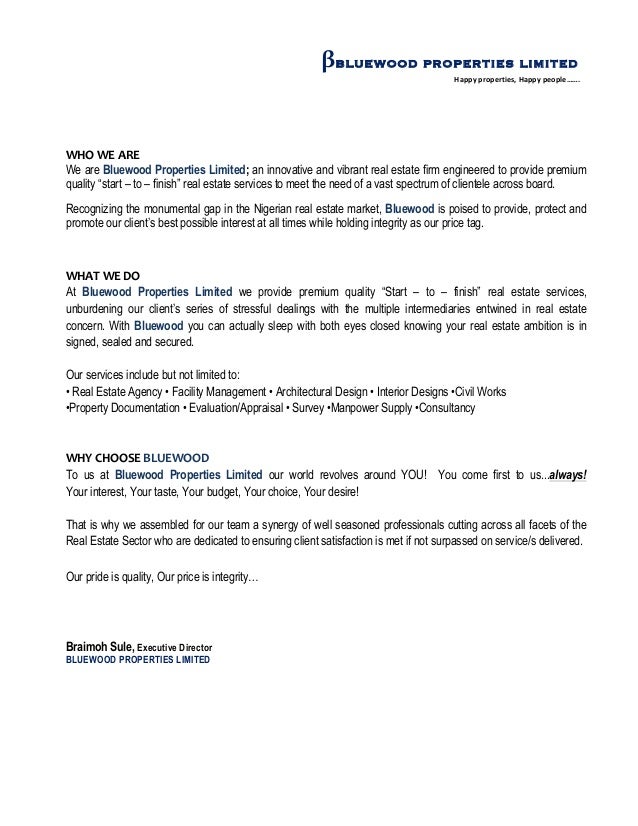 bluewood business introduction letter real estate introduction letters