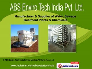 Manufacturer & Supplier of Water, Sewage
     Treatment Plants & Chemicals
 