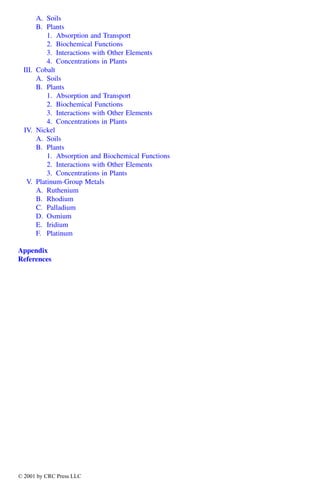 Trace Elements In Soils And Plants 3rd Alina Kabatapendias Henryk ...