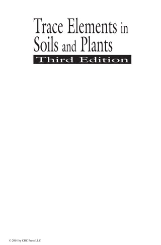 Trace Elements In Soils And Plants 3rd Alina Kabatapendias Henryk ...