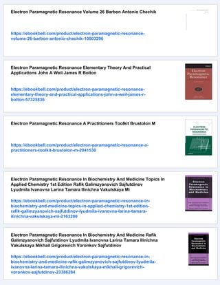 Electron Paramagnetic Resonance Volume 23 B C Gilbert Damien M Murphy ...