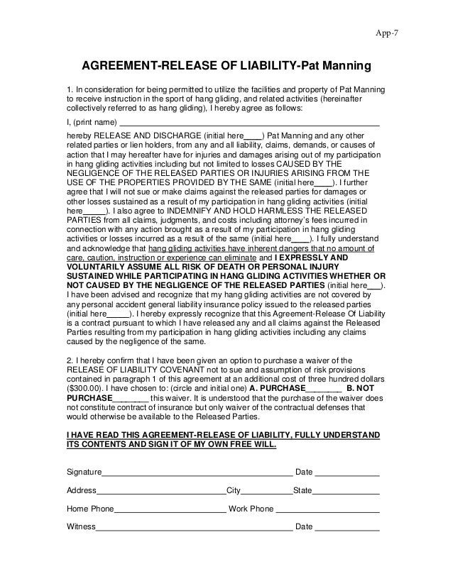 release of liability template