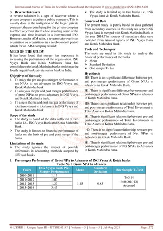 A Study on Mergers and Acquisitions of Indian Banking Sector | PDF