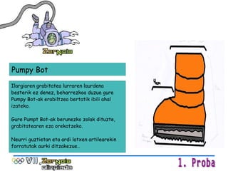 Ilargiaren grabitatea lurraren laurdena besterik ez denez, beharrezkoa duzue gure Pumpy Bot-ak erabiltzea bertatik ibili ahal izateko. Gure Pumpt Bot-ak berunezko zolak dituzte, grabitatearen eza orekatzeko. Neurri guztietan eta ardi latxen artilearekin forratutak aurki ditzakezue.. Pumpy Bot 