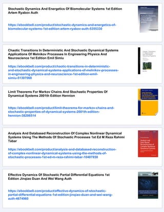Dynamics Of Stochastic Systems 1 Ed Vi Klyatskin Auth | PDF