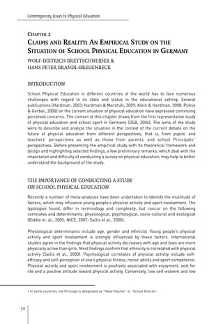 Contemporary Issues In Physical Education International Perspectives ...