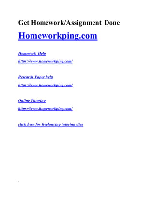 Get Homework/Assignment Done
Homeworkping.com
Homework Help
https://www.homeworkping.com/
Research Paper help
https://www.homeworkping.com/
Online Tutoring
https://www.homeworkping.com/
click here for freelancing tutoring sites
lawphil
 