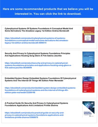 Cyberphysical Systems Foundations And Techniques Uzzal Sharma | PDF