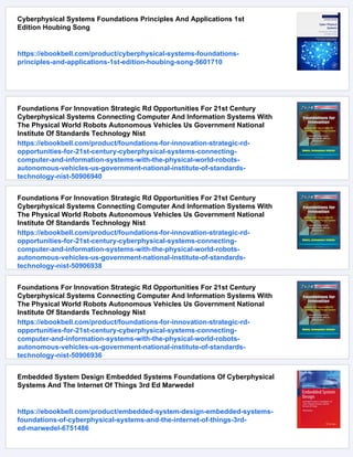 Cyberphysical Systems Foundations And Techniques Uzzal Sharma | PDF