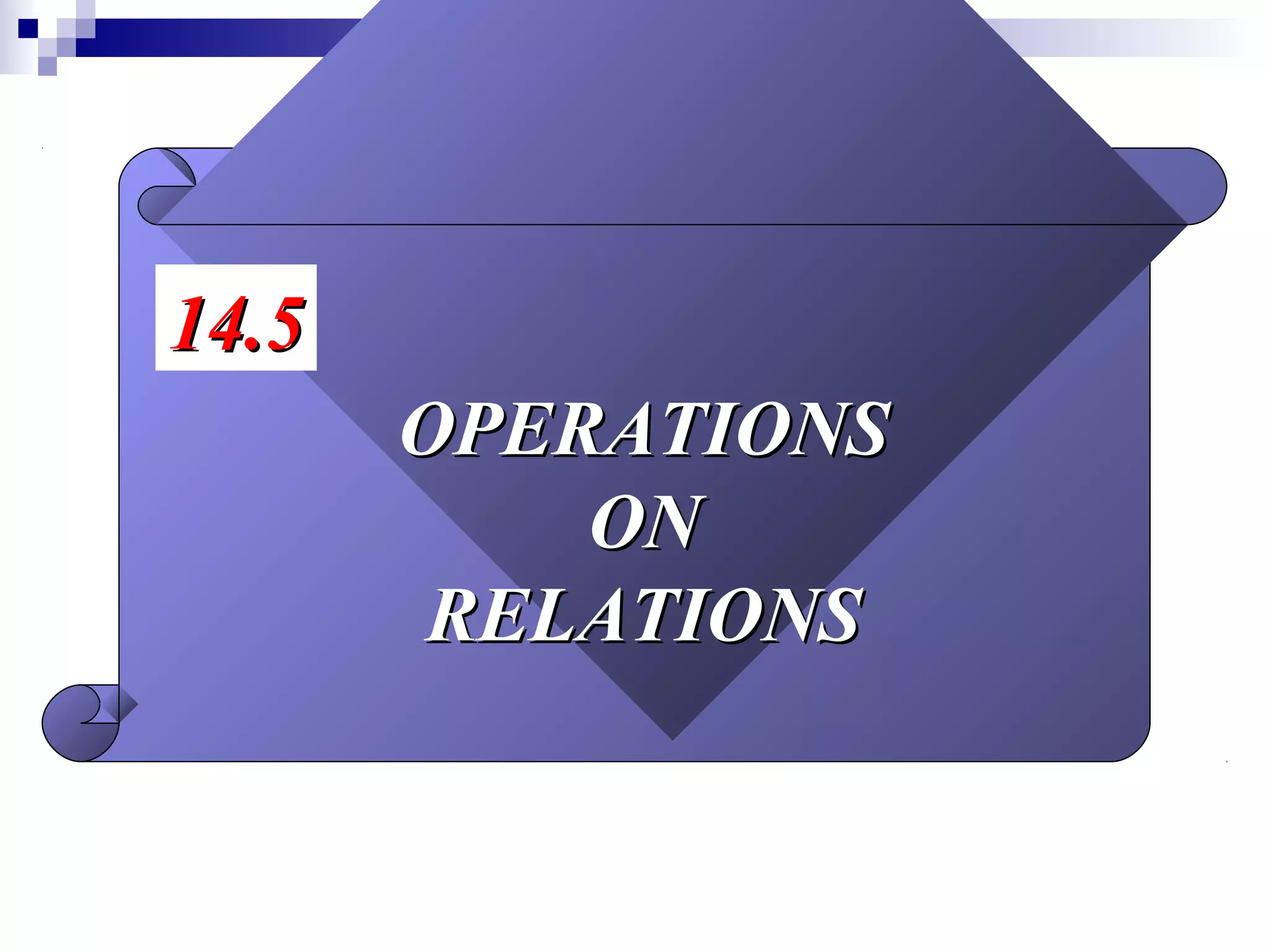 OPERATIONSOPERATIONS
ONON
RELATIONSRELATIONS
14.514.5
 