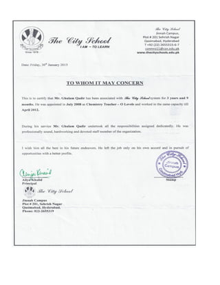 The City School _Experience letter