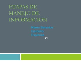 ETAPAS DE
MANEJO DE
INFORMACION
Karen Berenice
Garduño
Espinoza
2ºII
 