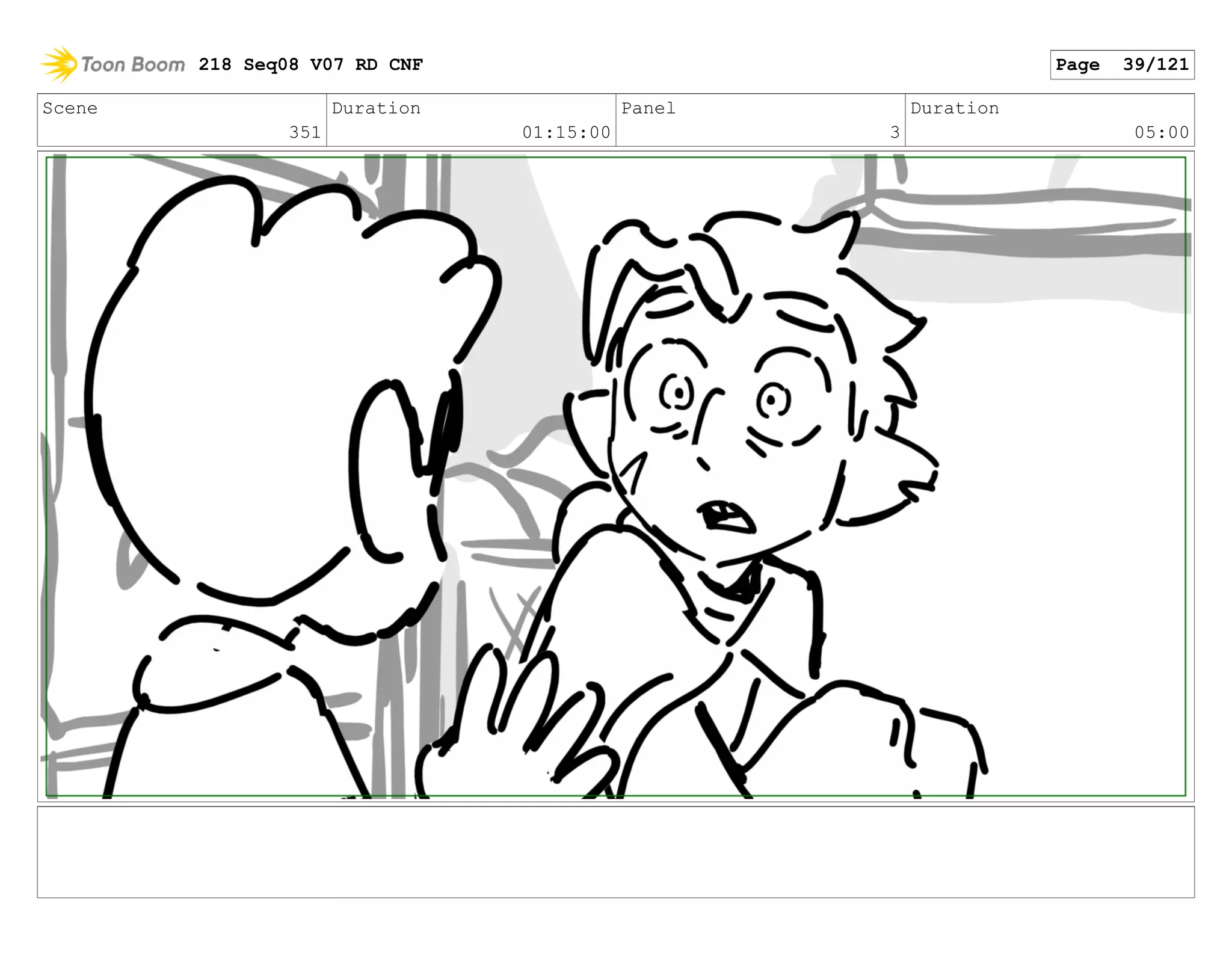 Scene
351
Duration
01:15:00
Panel
3
Duration
05:00
218 Seq08 V07 RD CNF Page 39/121
 