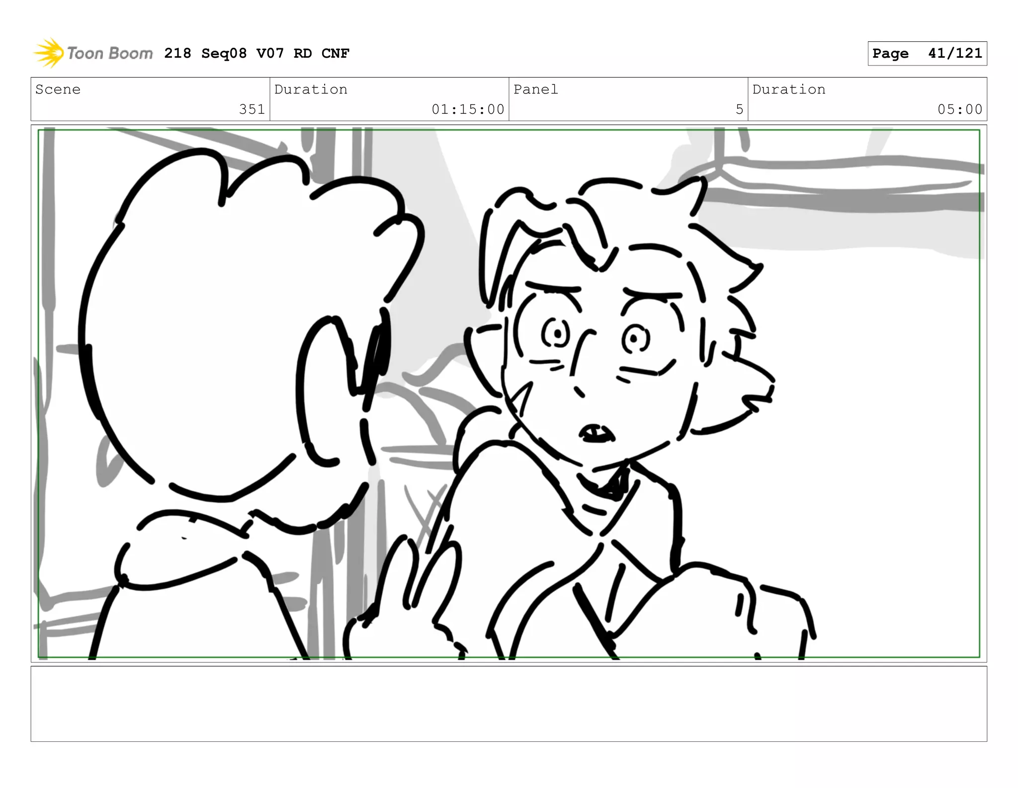 Scene
351
Duration
01:15:00
Panel
5
Duration
05:00
218 Seq08 V07 RD CNF Page 41/121
 