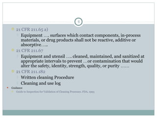 Cleaning Validation "Part 1" | PPT