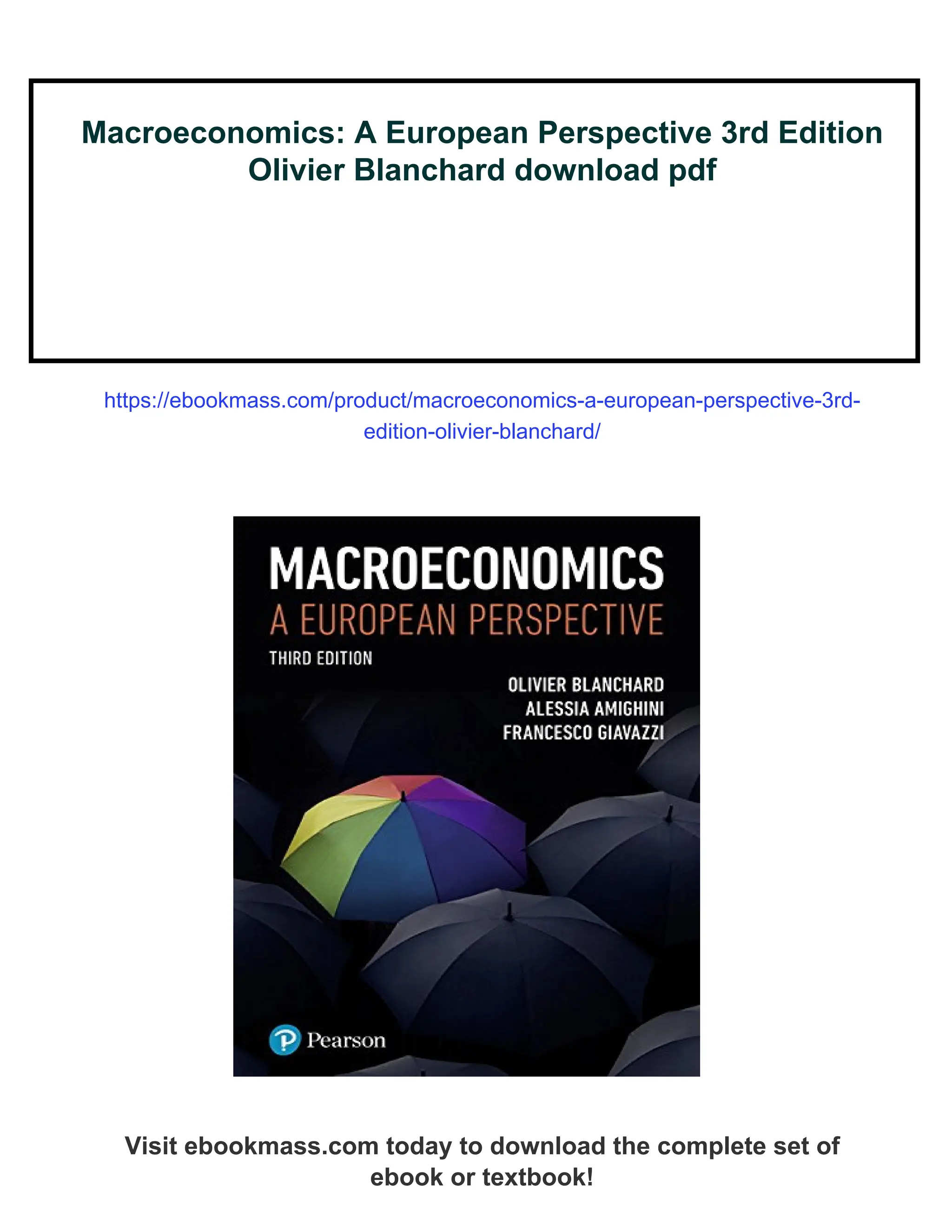 Macroeconomics: A European Perspective 3rd Edition Olivier