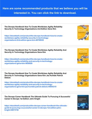 The Devops Handbook Second Edition Gene Kim Jez Humble Patrick Debois ...