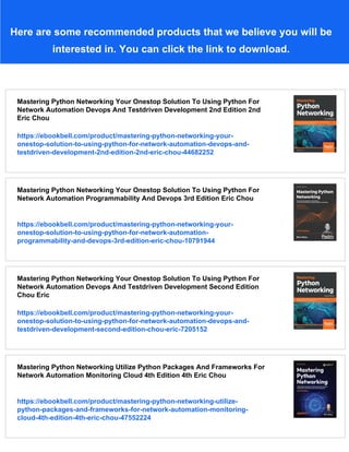 Mastering Python Networking Your Onestop Solution To Using Python For ...