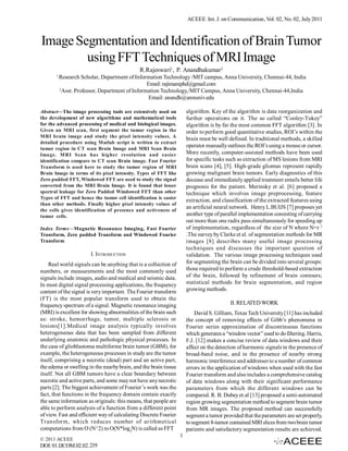 Image Segmentation and Identification of Brain Tumor using FFT ...