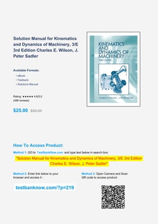 Comprehensive Solution Manual for Kinematics and Dynamics of Machinery ...