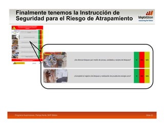 Finalmente tenemos la Instrucción de
Seguridad para el Riesgo de Atrapamiento
Slide 22Programa Supervisores, Pampa Norte, BHP Billiton
 