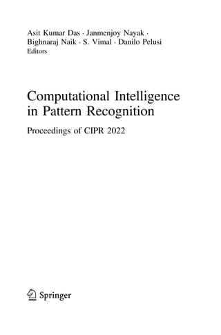 Computational Intelligence In Pattern Recognition 1st Ed 2022 Asit ...