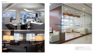 Interior Lighting 220 221
2
3
1
1. The skateboard-shaped pendant lamps enhance the vigour of the office, and the
energy-saving lighting is green and healthy.
2. The table lamps are intensively placed. They illuminate the space interactively and
energy-efficiently.
3. The lighting box in the parlour serves as an ornament and an energy-saving installation.
 