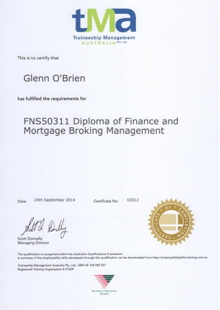 Diploma financial Planning and mortgage broking management