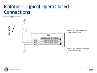 81
GE Consumer & Industrial
Multilin
29-Oct-22
Isolator – Typical Open/Closed
Connections
 