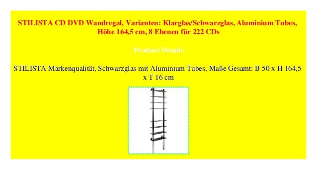 Stilista Cd Dvd Wandregal Varianten Klarglas Schwarzglas Aluminiu