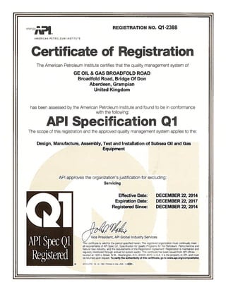Broadfold Road API Q1 Certification