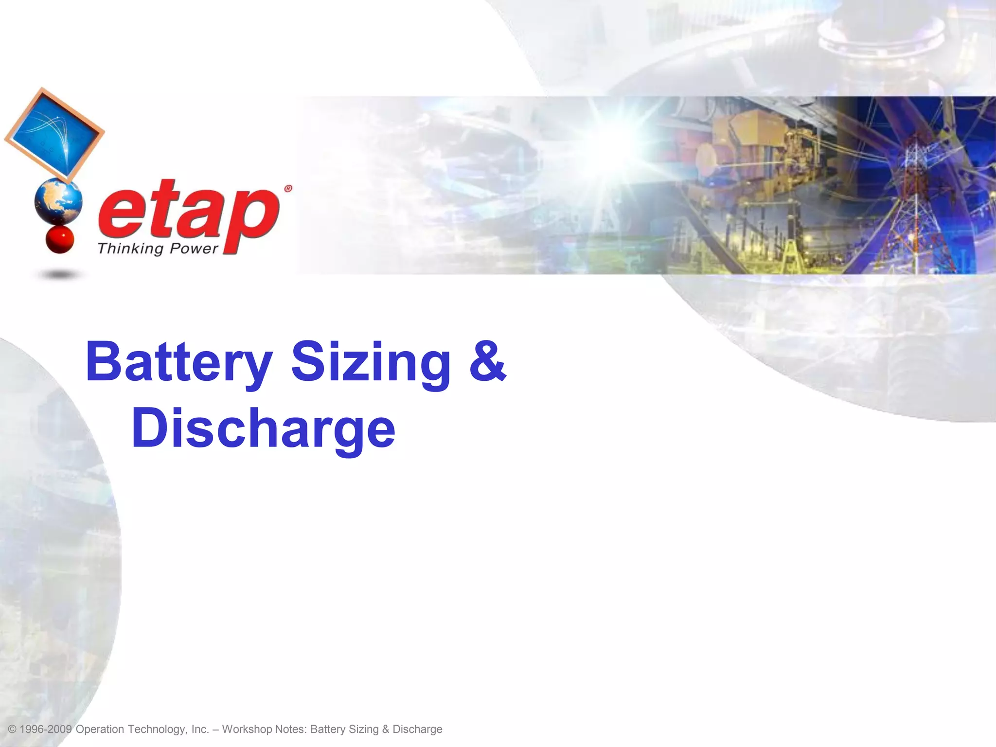 ETAP - bsd - Battery Sizing & Duscharge | PDF