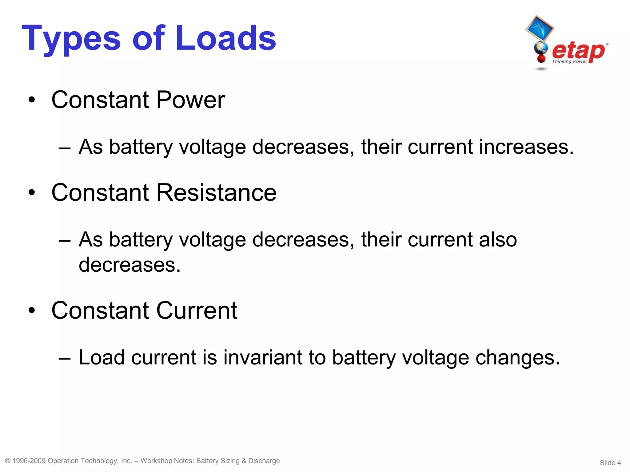 ETAP - bsd - Battery Sizing & Duscharge | PDF