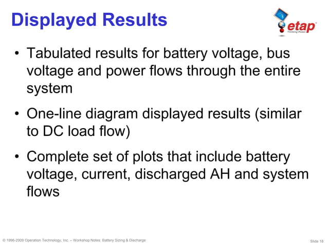 ETAP - bsd - Battery Sizing & Duscharge | PDF