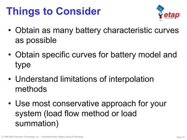 ETAP - bsd - Battery Sizing & Duscharge | PDF
