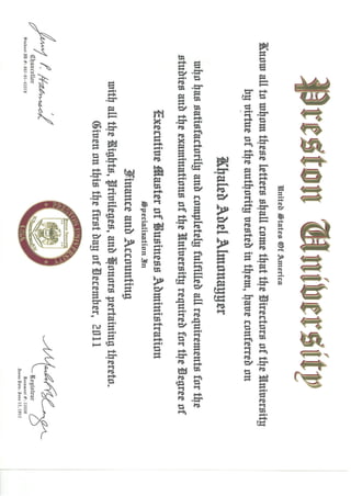 MBA Certificate 1