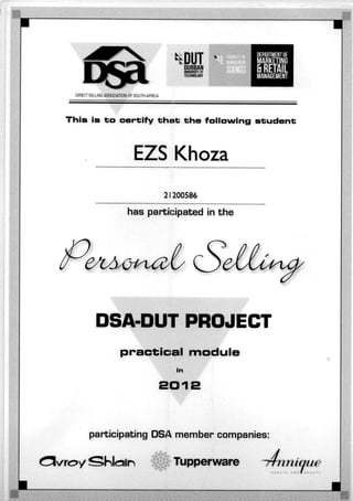 Personal Selling - DSA Certificate