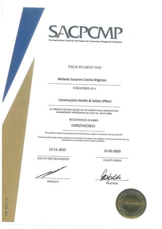 SACPCMP Registration Certificate
