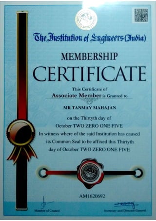 AMIE membership certificate