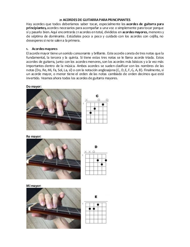 21 acordes de guitarra para principiantes