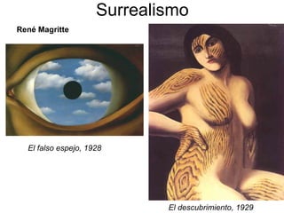 Surrealismo René Magritte El descubrimiento, 1929 El falso espejo, 1928 