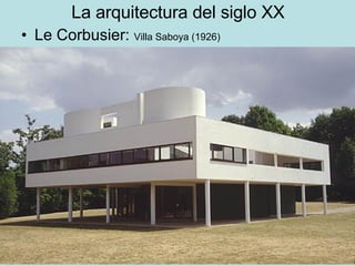 La arquitectura del siglo XX Le Corbusier:  Villa Saboya (1926) 