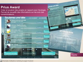 Prius Award Créer et soutenir des projets en rapport avec l’écologie. Permet de recueillir des informations sur les avis des consommateurs. Toyota 