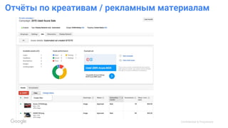 Confidential & Proprietary
Отчёты по креативам / рекламным материалам
 