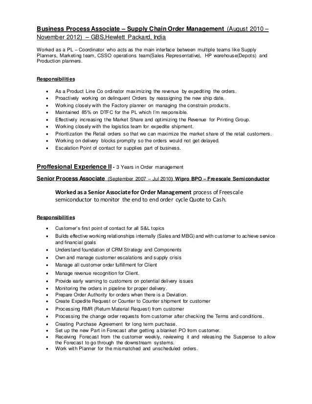 order resume