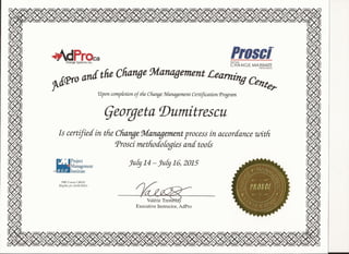 PROSCI Change Management Certification July 2015