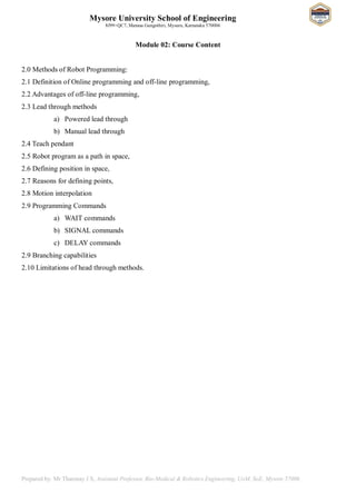 21BR54 MODULE 02 Robot Programming Notes | PDF